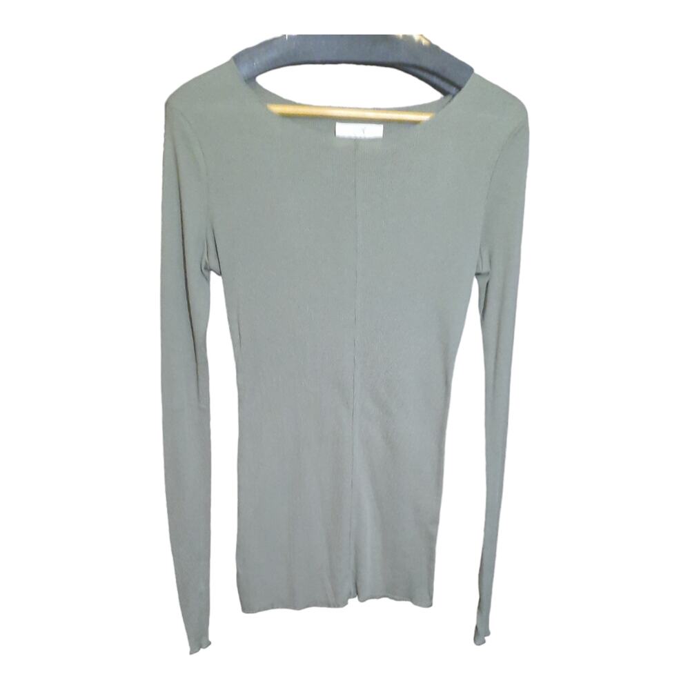 Hyped Unicorn Womens Army Green Ribbed Long Sleeve Top Size Small NWT